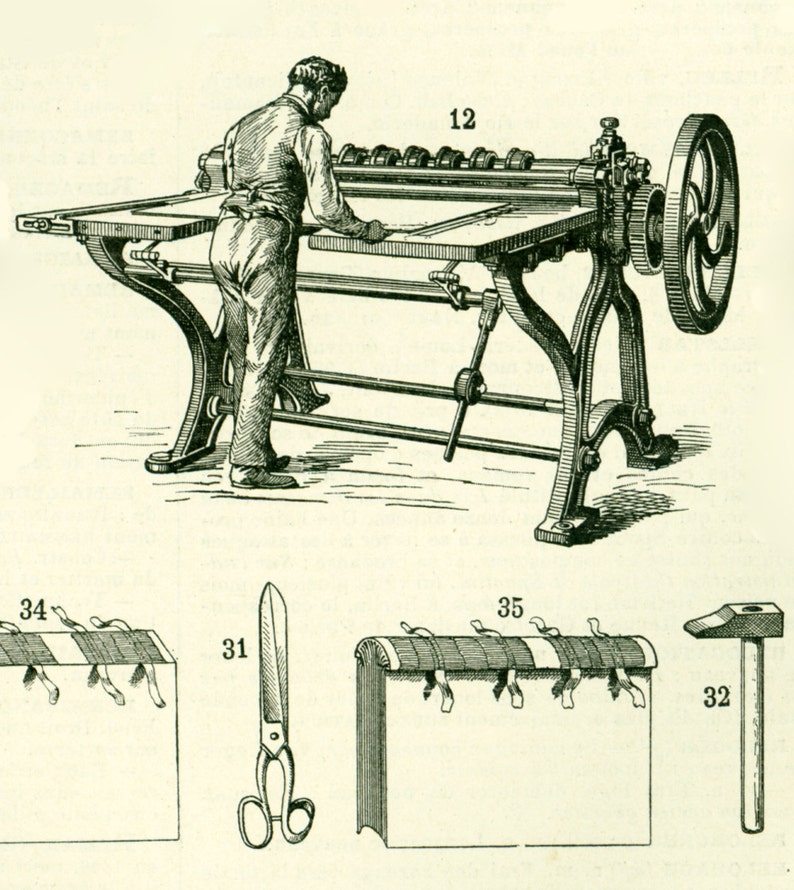 1897 Book Binding Machine Antique Large Size Illustration Etsy