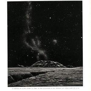 1937 Moon Landscape Astronomical Lunar Crater Night Star Sky Vintage Astronomy print Impact craters SciArt Science Moon Rocks Wall Art