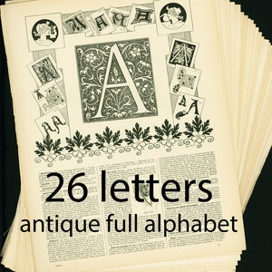 Retro Printable Alphabet Letters, Vintage Alphabet Cliparts,scrapbook Paper  Fonts Junk Journal 