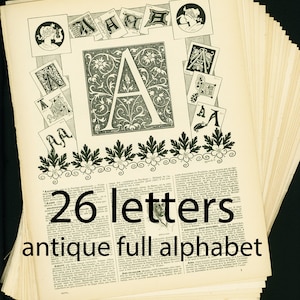 Retro Printable Alphabet Letters, Vintage Alphabet Cliparts,scrapbook Paper  Fonts Junk Journal 