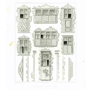 1861 plannen Chalet d'Alpage Zwitserland elementen architectuur gravure lithografie illustratie