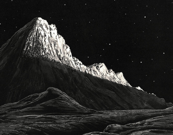 1937 Montes Apenninus Moon Landscape Astronomical Lunar Star Sky