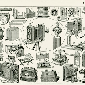 1933 Antique Camera Print Optical Instrument Lamp Lenses Illustration ...