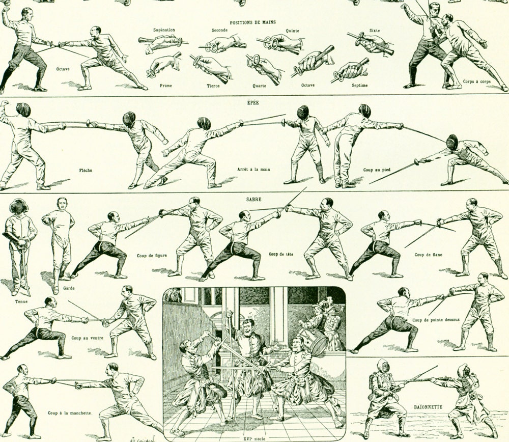 1933 Fencing Antique French Sport Print. to Frame. Weapons - Etsy