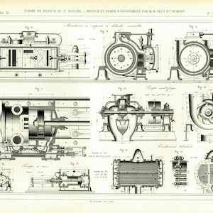 1874 Original Dry Dock Antique Print Pump Device Motor Machine Drydock Shipbuilding patent print. Harbour.. Industrial design.