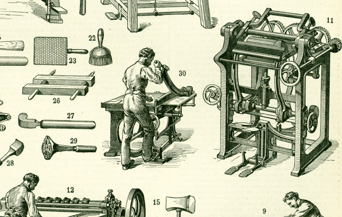 1897 Book Binding Machine Antique Large Size Illustration Etsy UK
