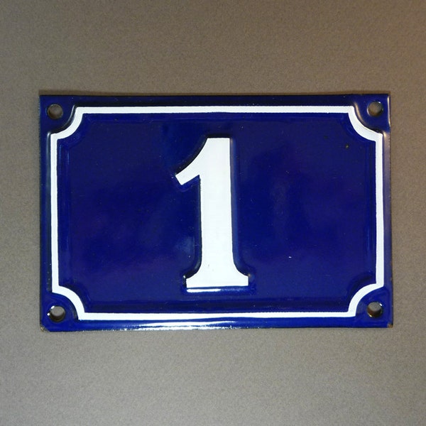 Plaque émaillée bleue 1, Numéro de rue France 1, 2, 17,18, 21... 22, 24, 25, 28, 36, 41, 45, 51, 56, 63, 66, 68, 76, 81, 85, 89, 90...
