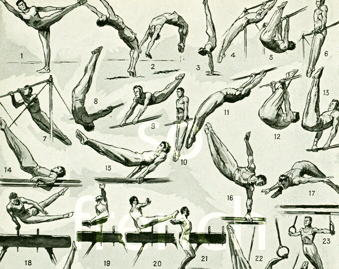 1948 Antique Gymnastics Print Vintage Etching Physical Etsy 1948 Antique Gymnastics Print Vintage Etching Physical Etsy