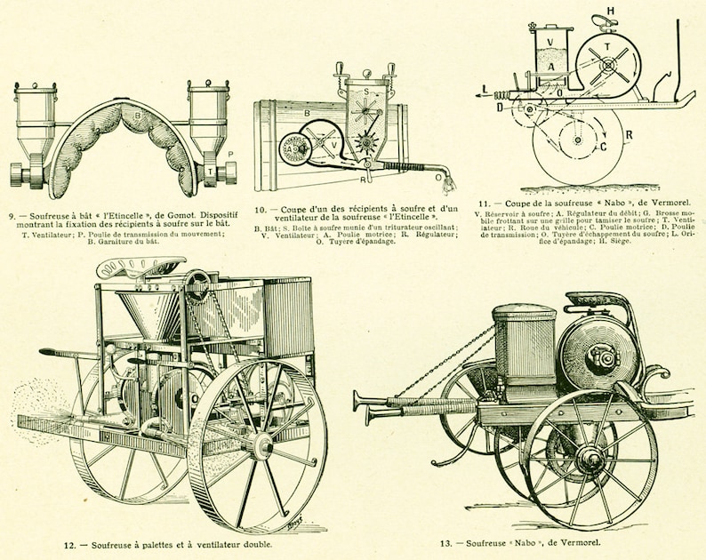 1922 Materiel Viticulture Ancien Soufre Cuivre Pulvérisateur Ancienne illustration Enseignement Agricole Larousse image 4