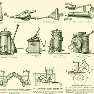 1922 Materiel Viticulture Ancien Soufre Cuivre Pulvérisateur Ancienne illustration Enseignement Agricole Larousse image 3