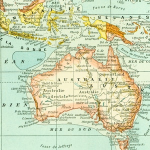 1897 South Pacific map. Oceania Australia vintage map. Large Size maps image 2