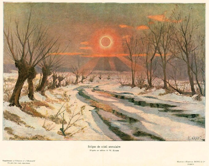 1908 Solar Eclipse Sun Moon Earth Celestial Antique Print - Etsy