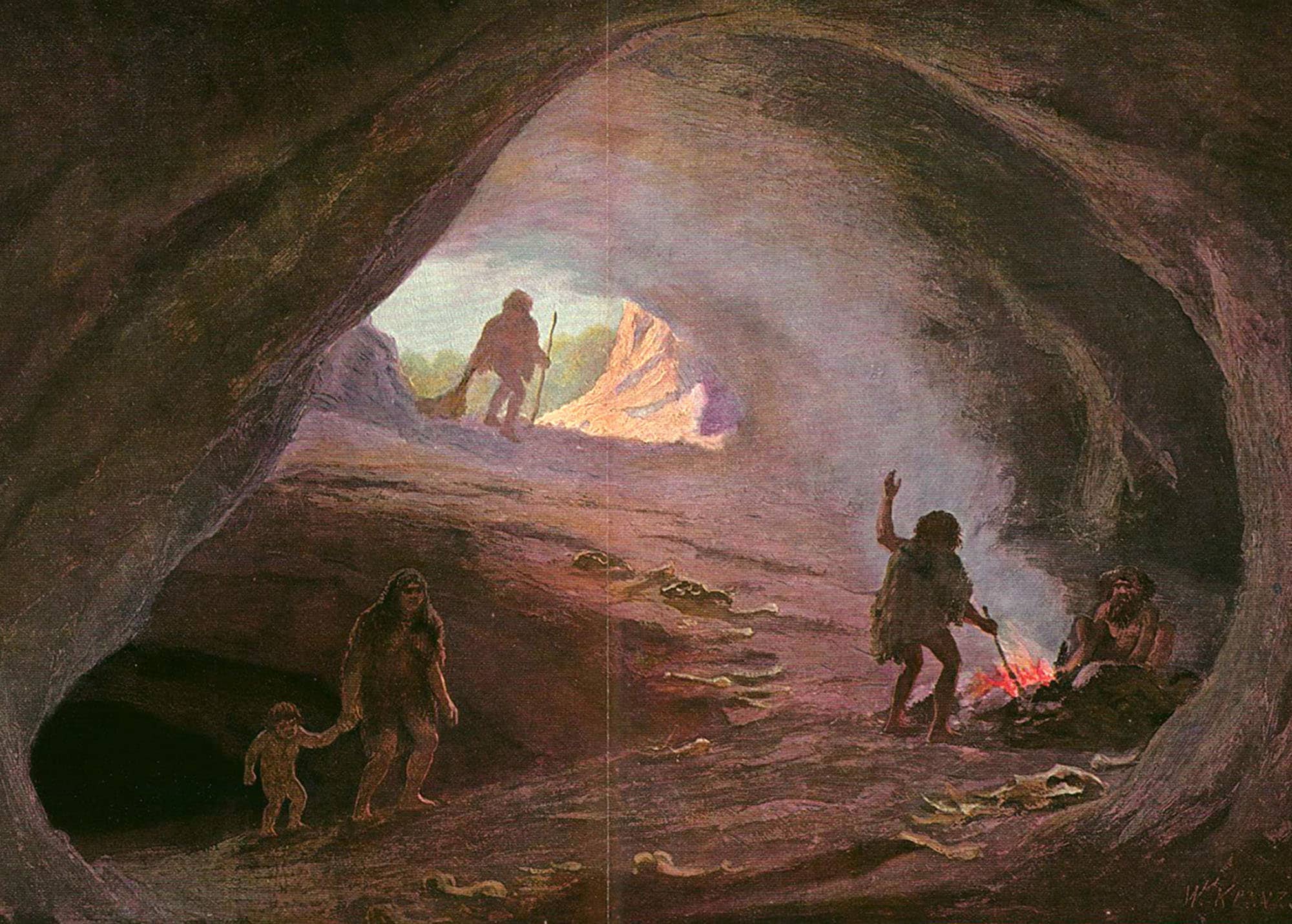 1908 Neenderthal Man Cavemen Prehistory Ice Age Large Antique Etsy