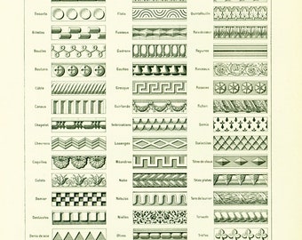 1933 Ornament Art Capitals Architecture Doric Order Roman column Antique Print Larousse 115 YEARS OLD