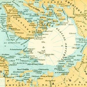 1897 Cartes des Pôles, Grand format, Pôle Nord et Pôle Sud, Antarctique et Arctique, Planche Originale, Illustration Larousse 115 ans d'âge