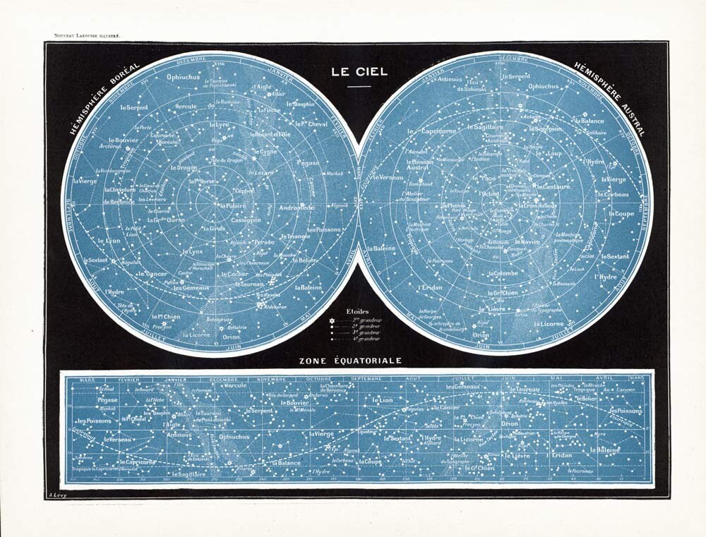 1897 Vintage Sky Map. Constellation. Southern Hemisphere 1897 Vintage Sky Map. Constellation. Southern Hemisphere