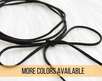 Black suede choker, minimal wrap necklace, double wrap tie choker necklace