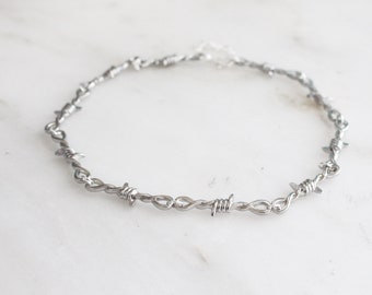 Barbed wire choker, whimsigothic barbed wire necklace, silver barbed wire jewelry, gothic choker, alternative jewelry