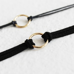 O-ring black suede choker, o-ring collar