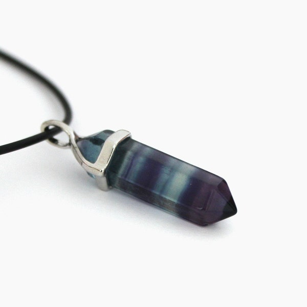 Multi colored purple fluorite crystal choker, healing crystal necklace, chakra necklace