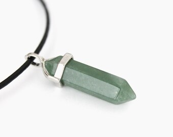 Aventurine crystal necklace, green crystal jewelry, cottagecore woodland necklace