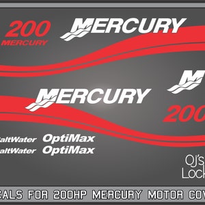 Mercury 200hp Decal Kit - Outboard Engine Replacement Die-Cut Stickers