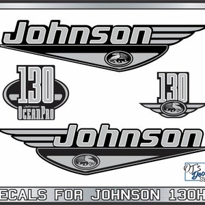 Johnson Ocean Pro Silver & Black  130hp / 150hp / 175hp Outboard Engine Replacement Die-Cut Stickers