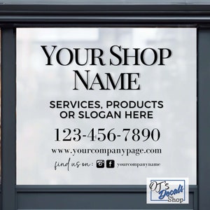Custom Business Window Sign, Personalized Storefront Vinyl Decals, Shop Window Lettering, Window Decals, Signs for Business - Style 2