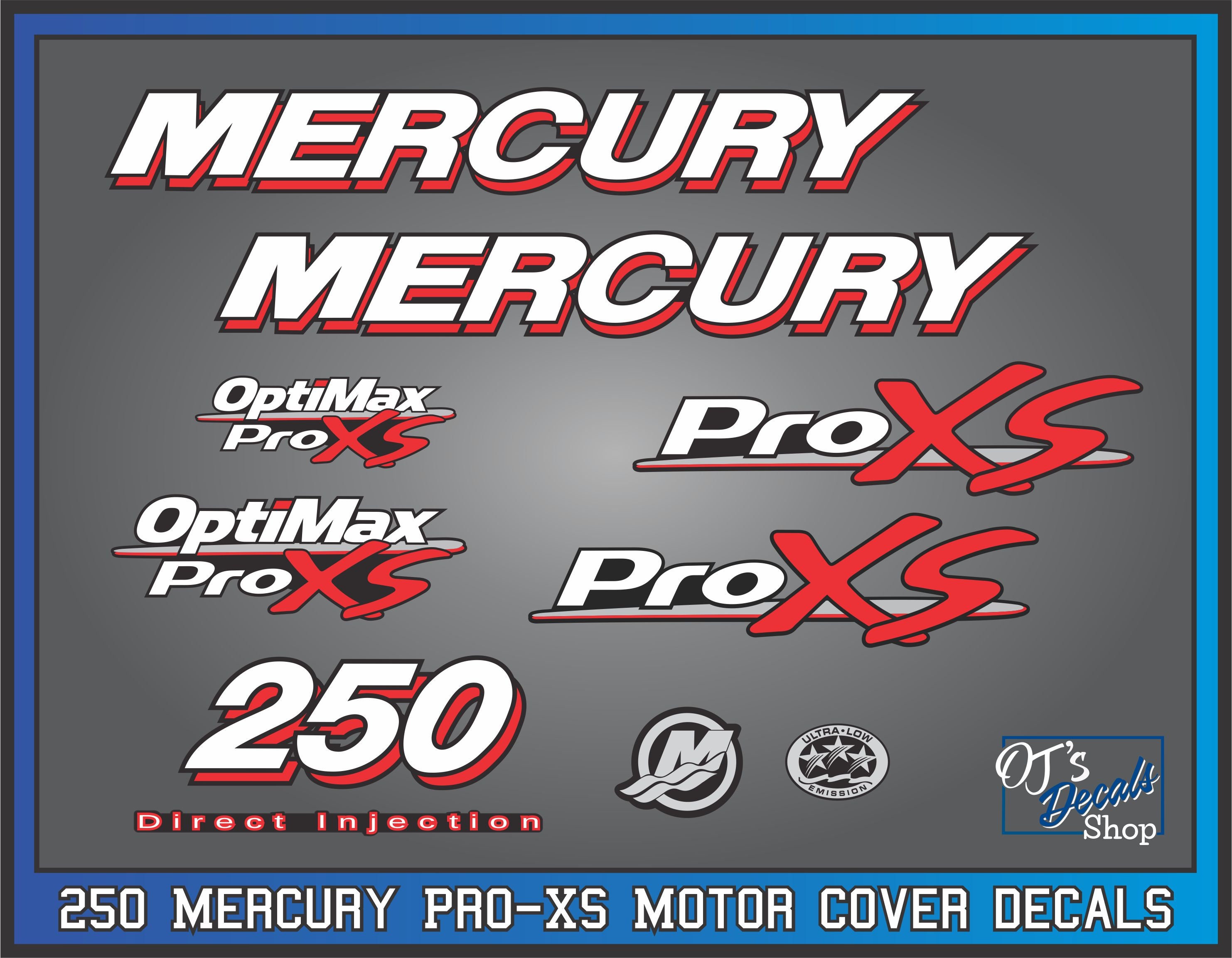 Kit de décalcomanies Mercury 250 Optimax Pro-XS Autocollants découpés de  remplacement pour moteur hors-bord - Etsy France