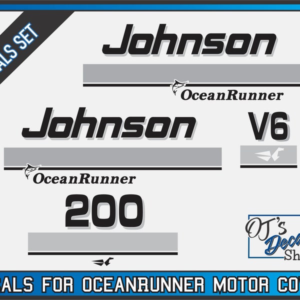 Johnson OceanRunner 200HP Outboard Engine Replacement Die-Cut Stickers