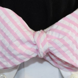 SEERSUCKER COLLECTION--Hand Made Bow Tie in your choice of blue, pink or green 100% Cotton Seersucker; Self Tie