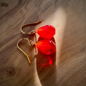 Lampwork Glass Pomegranate Seed Earrings: Gold Filled Hooks