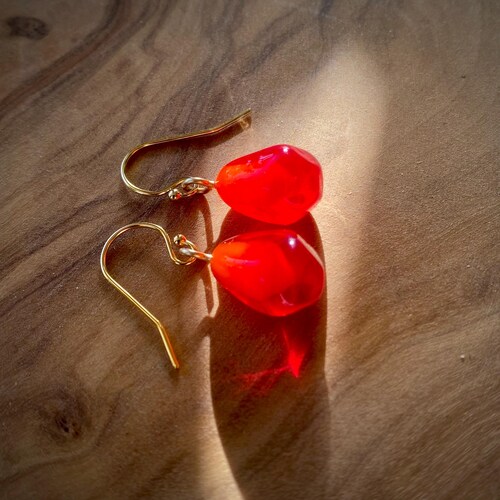 Lampwork Glass Pomegranate Seed Earrings: Gold Filled Hooks