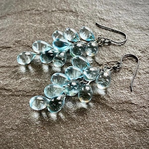 Water earrings, raindrop earrings, glass drop earrings, lampwork water earrings, water drop earrings.
