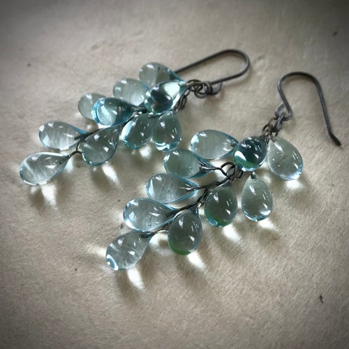 Boucles d'oreilles eau, boucles d'oreilles goutte de pluie, boucles d'oreilles pendantes en verre, boucles d'oreilles eau au chalumeau, boucles d'oreilles goutte d'eau.