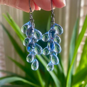 Lampwork Glass Water Drop Earrings: Sterling Silver