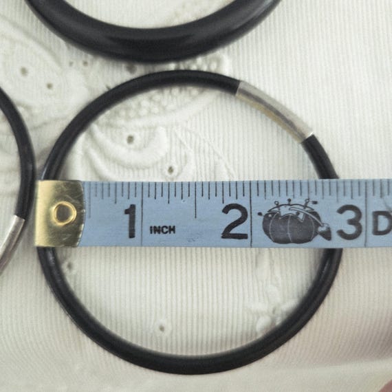 Vintage Black Bakelite Bangle Stack-Wide Rounded … - image 5