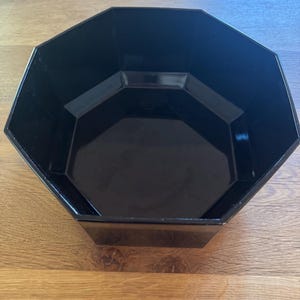 Vintage Arcoroc France Octime Grande 9” Octogonal Pesado Tigela de Servir de Vidro Preto
