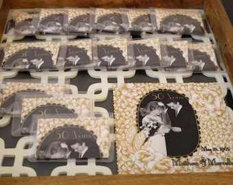 50th Wedding Anniversary Favors Microfiber Cloths w/ Pouch, Printed with your Photo