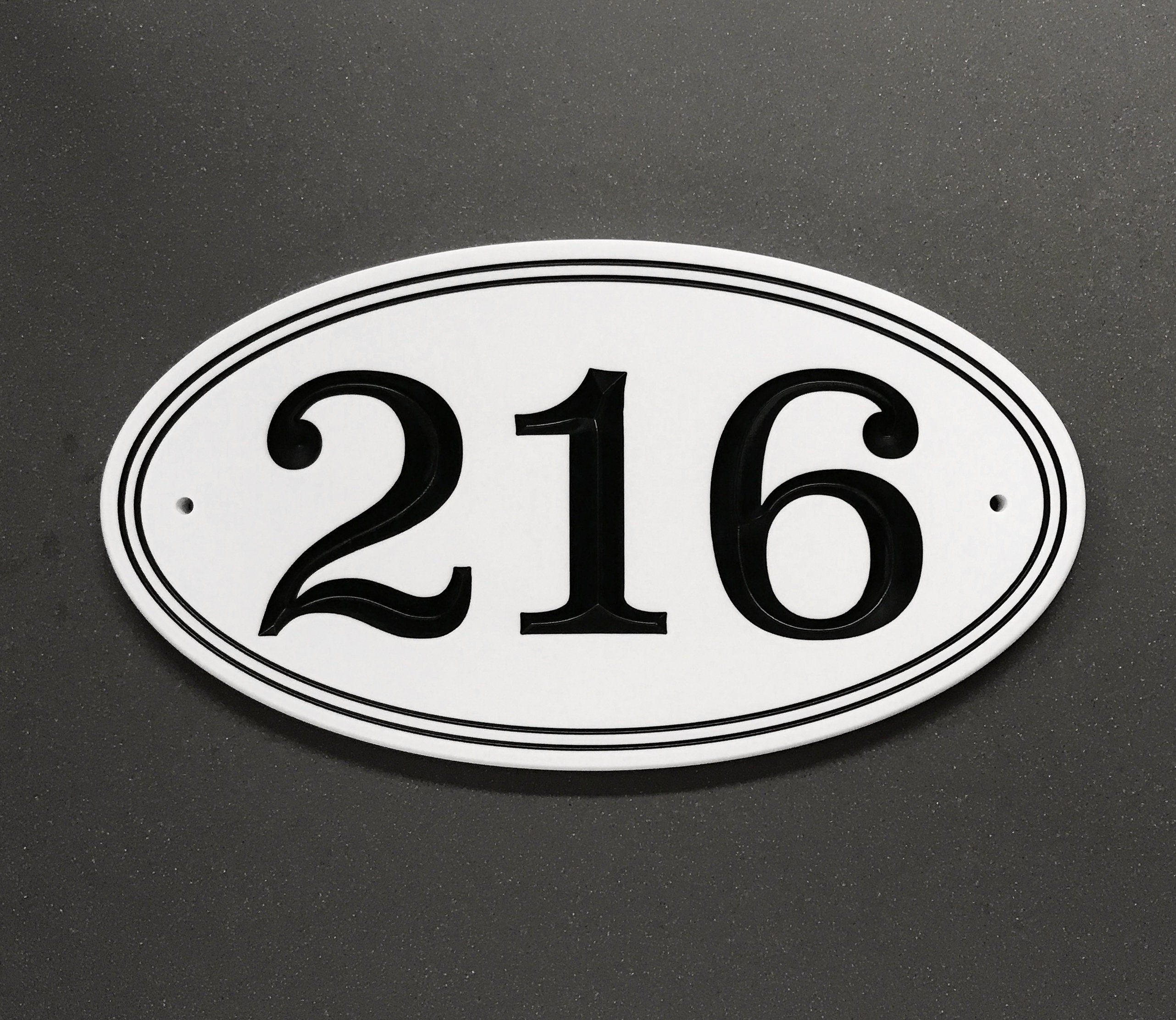 Oval Address Sign - Engraved designer house numbers. Choice of 3 size…