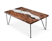Wooden Coffee Table with Clear Epoxy Resin 1st Fathers Day Gift
