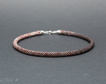 Collier ou bracelet à deux tours en perles de rocaille "Bordeaux"