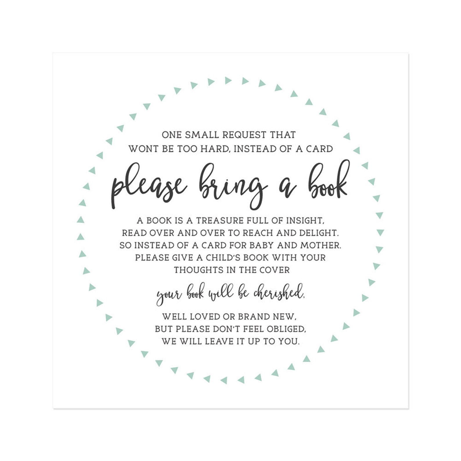 Bring a Book Instead of a Card Insert 4x4 Digital Download - Etsy