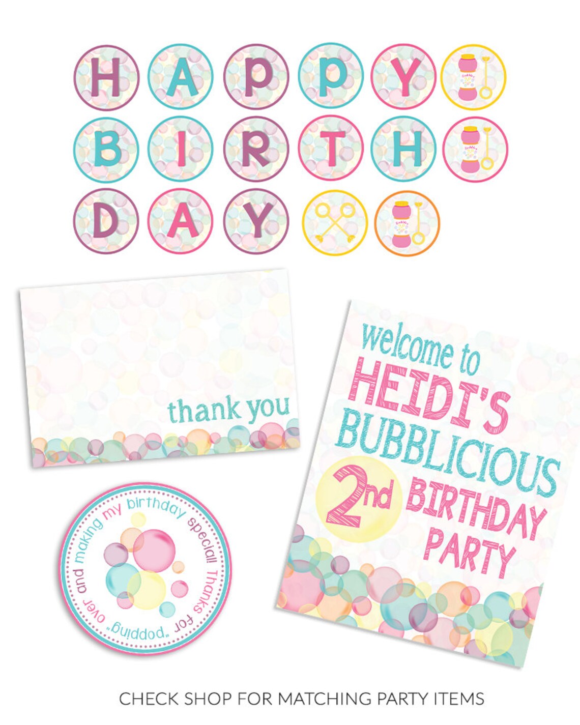 Bubble Theme Birthday Party Invitation 5x7 Etsy Australia