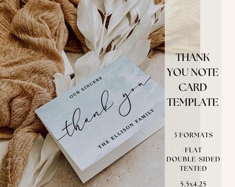 Editable Funeral Thank You Card Template | Ocean Beach Summer Tropical Memorial Appreciation Message | DIY Sympathy Bereavement Note Handout