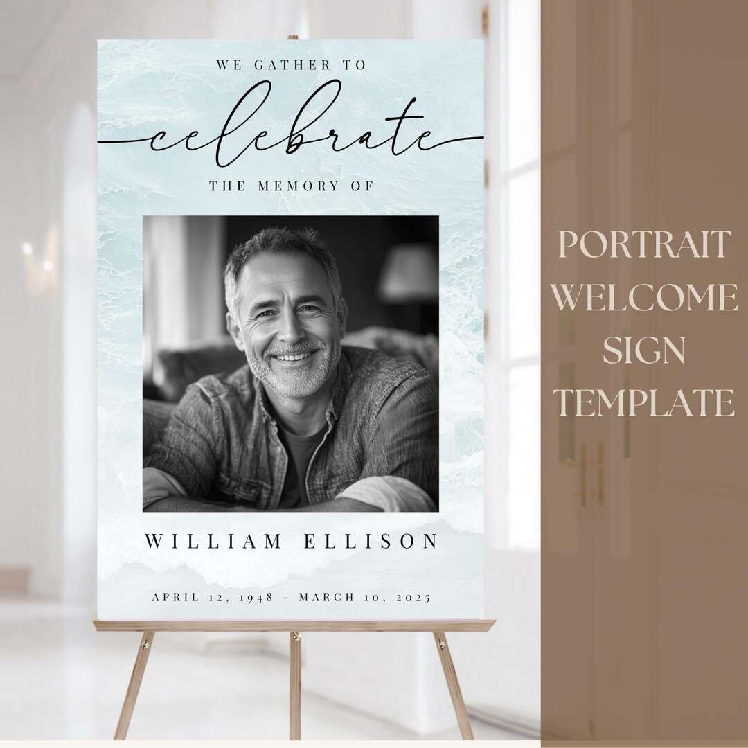 Editable PORTRAIT Funeral Welcome Sign | Celebration of Life Poster ...