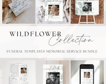 Funeral Stationery Set: Sage Eucalyptus Celebration of Life Templates (Digital Download