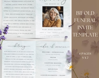 Editable Funeral Bi-Fold Program Template | Beach Ocean Obituary & Order of Service Handout | Celebration Life Memorial Welcome DIY Keepsake