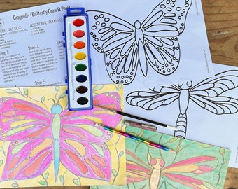 Butterfly + Dragonfly Art Kit for Kids -DIY Craft Kit • Art Kit for Kids • Art Gift Box • DIY Art Kit for Adults • Art Supplies for Beginner