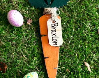 Easter Basket Tags | Easter Gift Tags | Wood Easter Tag | Personalized Easter Basket Tag for Kids | Carrot Easter Name Tag